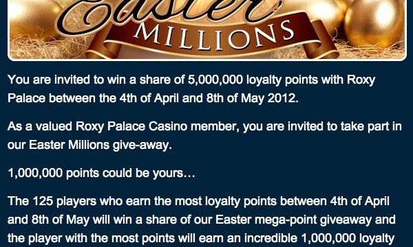 Roxy Palace to Give Away Millions of Loyalty Points in Easter Millions Deal