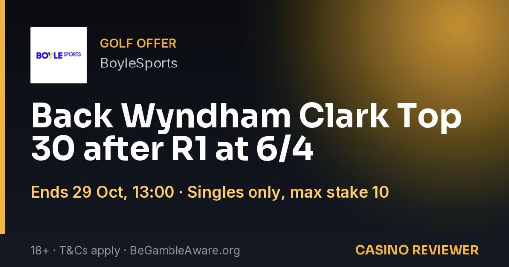 BoyleSports: Back Wyndham Clark Top 30 after R1 at 6/4