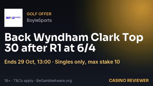 BoyleSports: Back Wyndham Clark Top 30 after R1 at 6/4