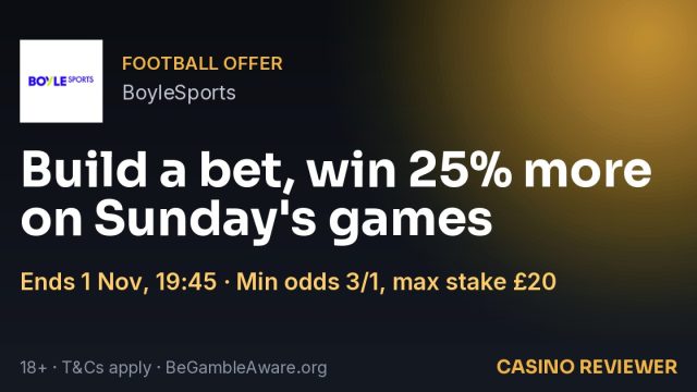 BoyleSports: Build a bet, win 25% more on Sunday's games